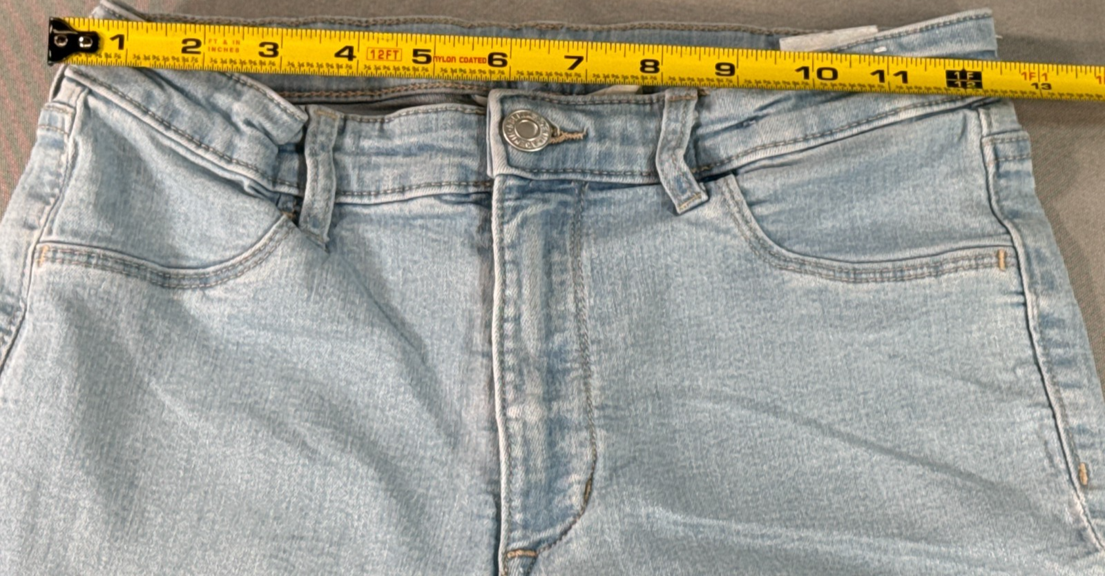 H&M Girls 13-14Y Flared Bootcut Jeans Light Wash Blue Stretch High Rise Denim