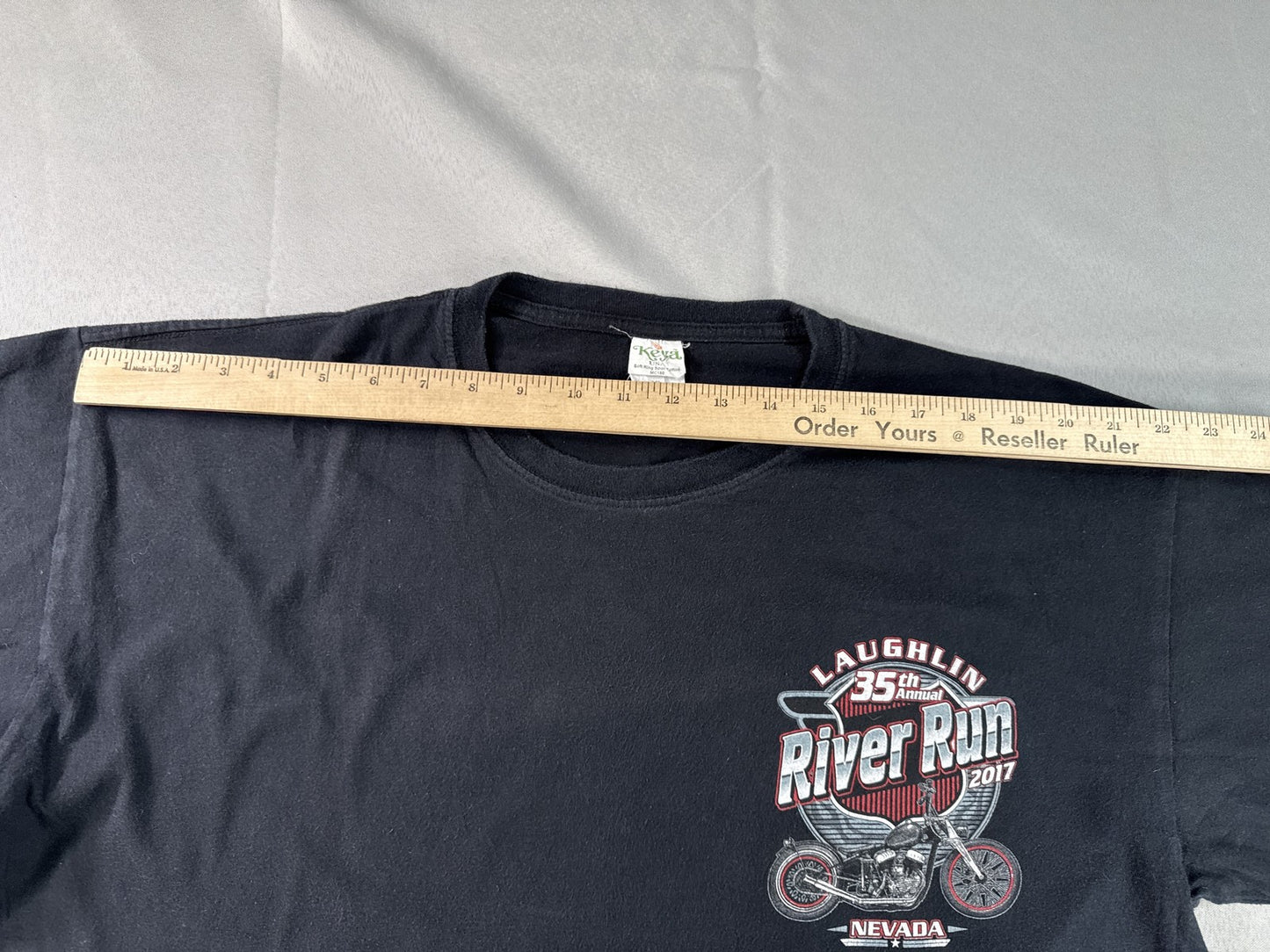 Keya Laughlin River Run Motorcycle Tee XL Black Cotton Graphic Crewneck Men