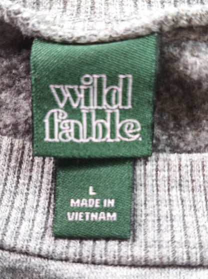 Wild Fable Cropped Sweatshirt L Gray Cotton Blend Relaxed Fit Long Sleeve