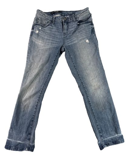 Simply Vera Vera Wang Capri Jeans Womens 0 Blue Mid Rise Stretch Distressed