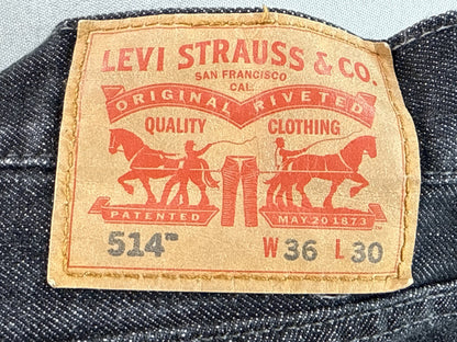 Levi's Straight Leg Jeans W 36 L 30 Black Denim Unisex Made in Mexico Vintage