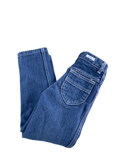 VINTAGE Britania Jeans Boys 4 Blue Denim Straight Leg Contrast Stitch Kids 80s