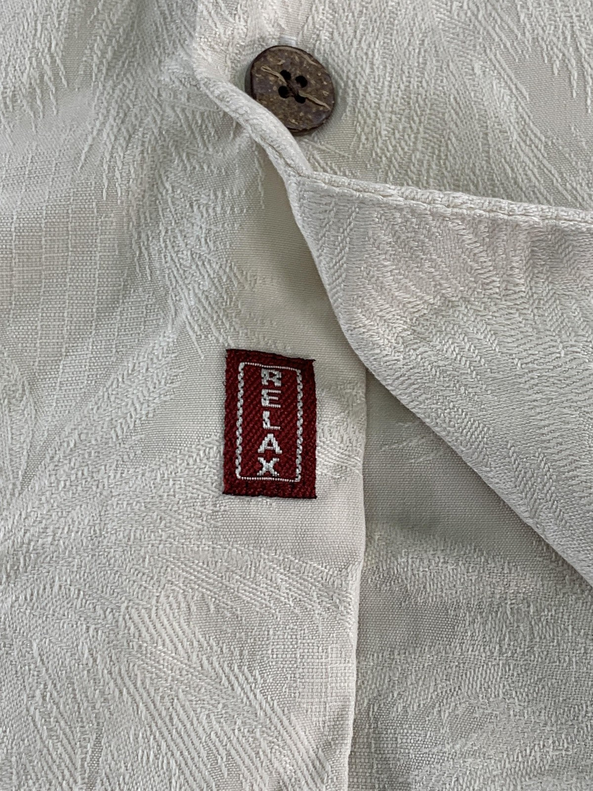 Tommy Bahama Shirt Mens XL Beige Silk Relax Button Up Palm Tree Camp Casual 100