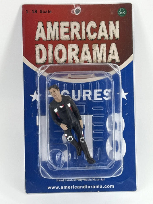 American Diorama Race Day Man Figure I 1:18 Biker Resin Figure New Sealed Red