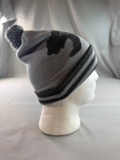 North Face Ski Tuke Bear Pom Beanie Reversible Gray Black 1966 Knit Hat OS NWT