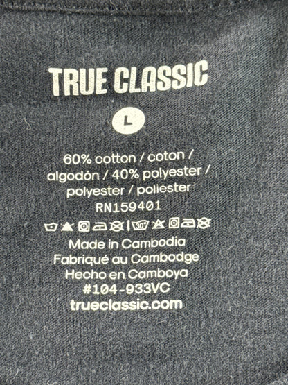 True Classic Crewneck Short Sleeve Tee Mens L Navy Blue Cotton Basic Solid Neck