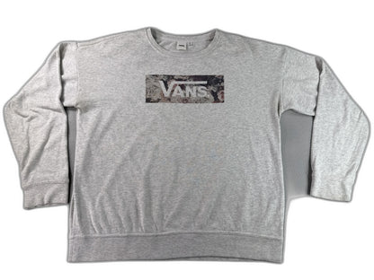 Vans Floral Graphic Crewneck Sweatshirt Unisex S Gray Cotton Long Sleeve