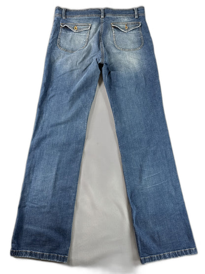 DKNY Straight Fit Jeans Womens 12 Blue Cotton Spandex Regular Mid Rise Denim Leg