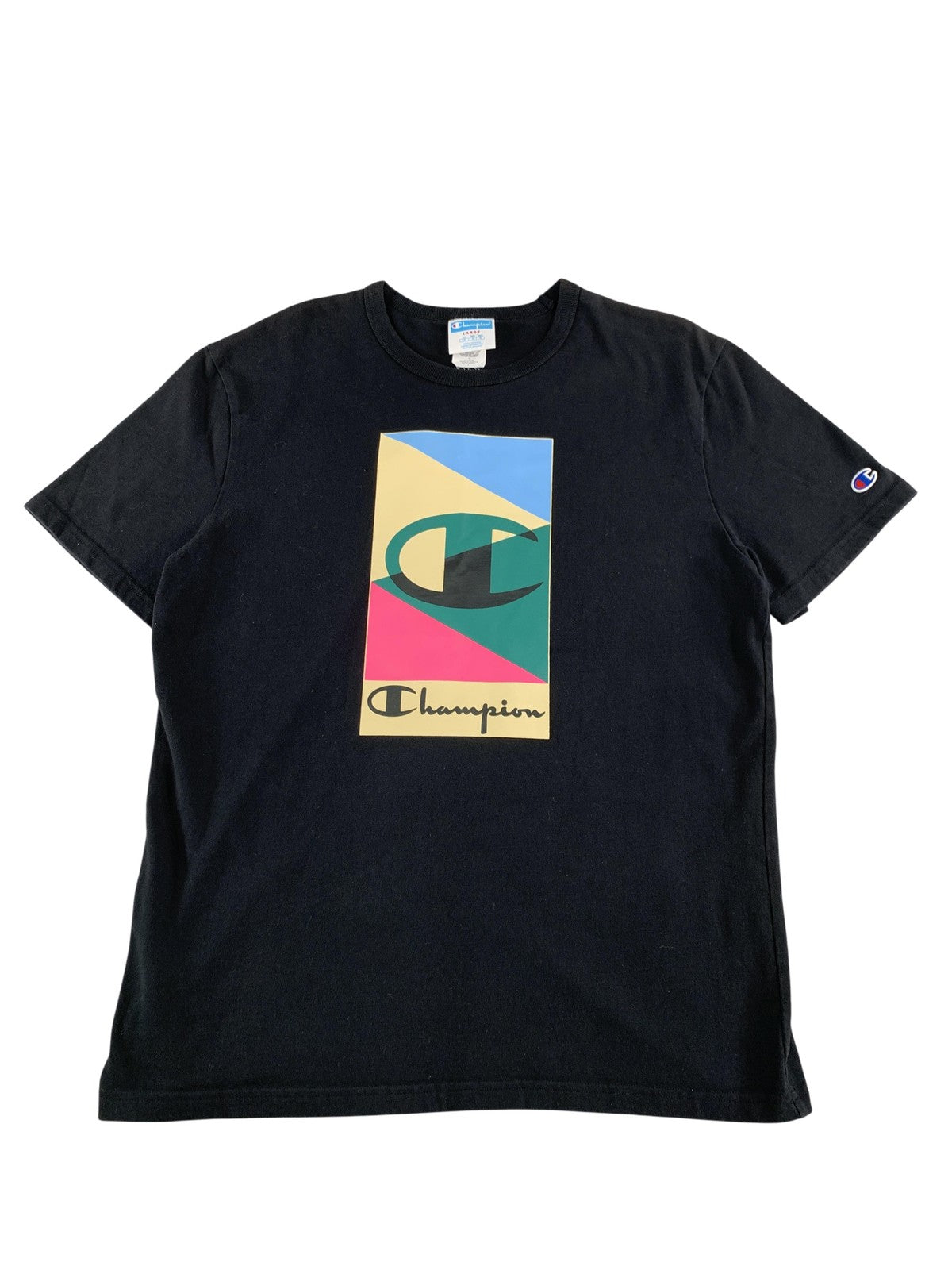 Champion Shirt Mens Large Graphic Colorblock Short Sleeve Tee Athletic Casual