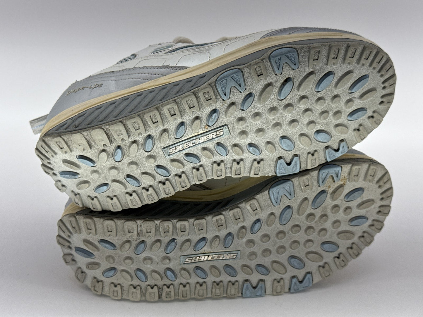 Skechers Shape Ups Toning Walking Shoes Mens 8.5 White/Gray Lace Up Leather