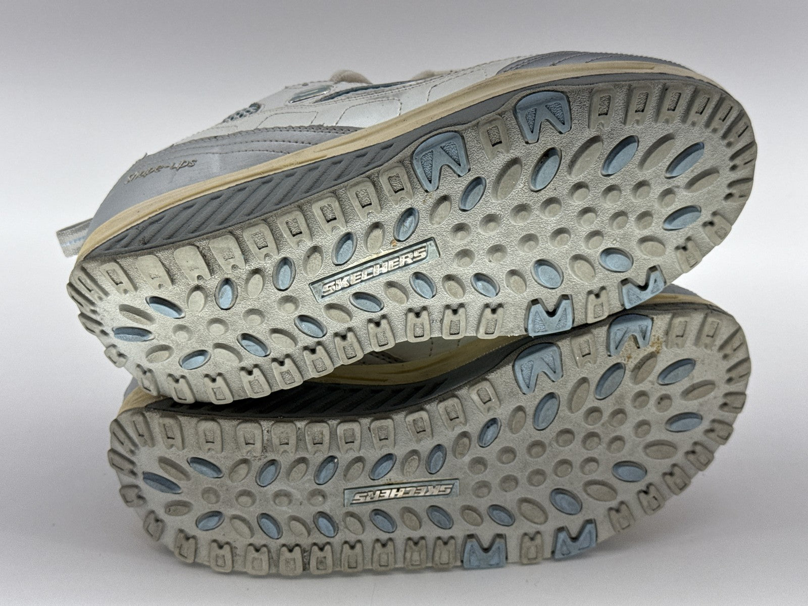 Skechers Shape Ups Toning Walking Shoes Mens 8.5 White/Gray Lace Up Leather
