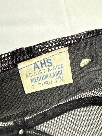 Vintage AHS Miami Vice Lottery Trucker Hat Black Mesh Cap Taiwan 80s M-L Snapbac