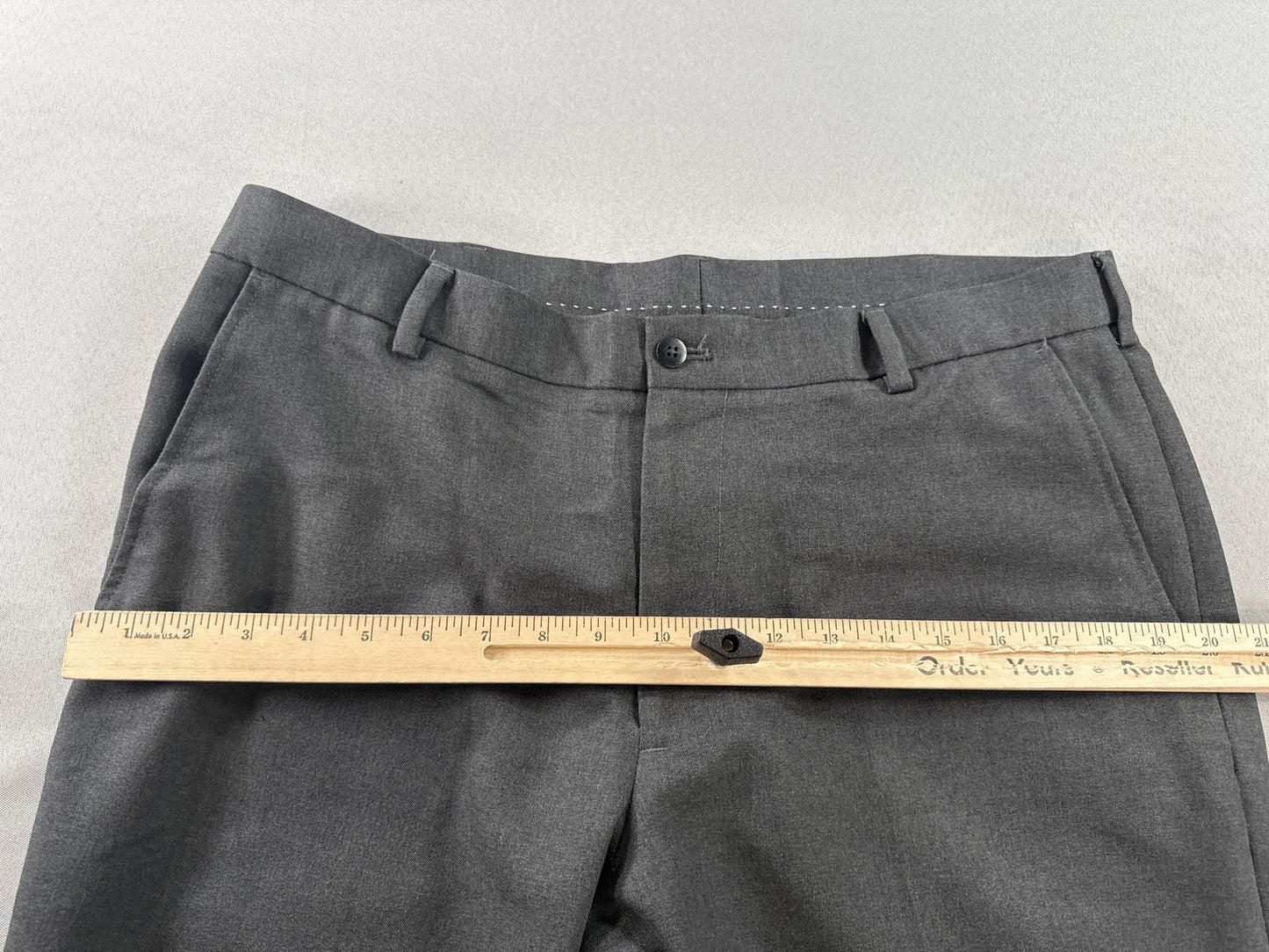 Van Heusen Studio Charcoal Pants 36 36/29 Gray 100% Polyester Classic Fit Slim