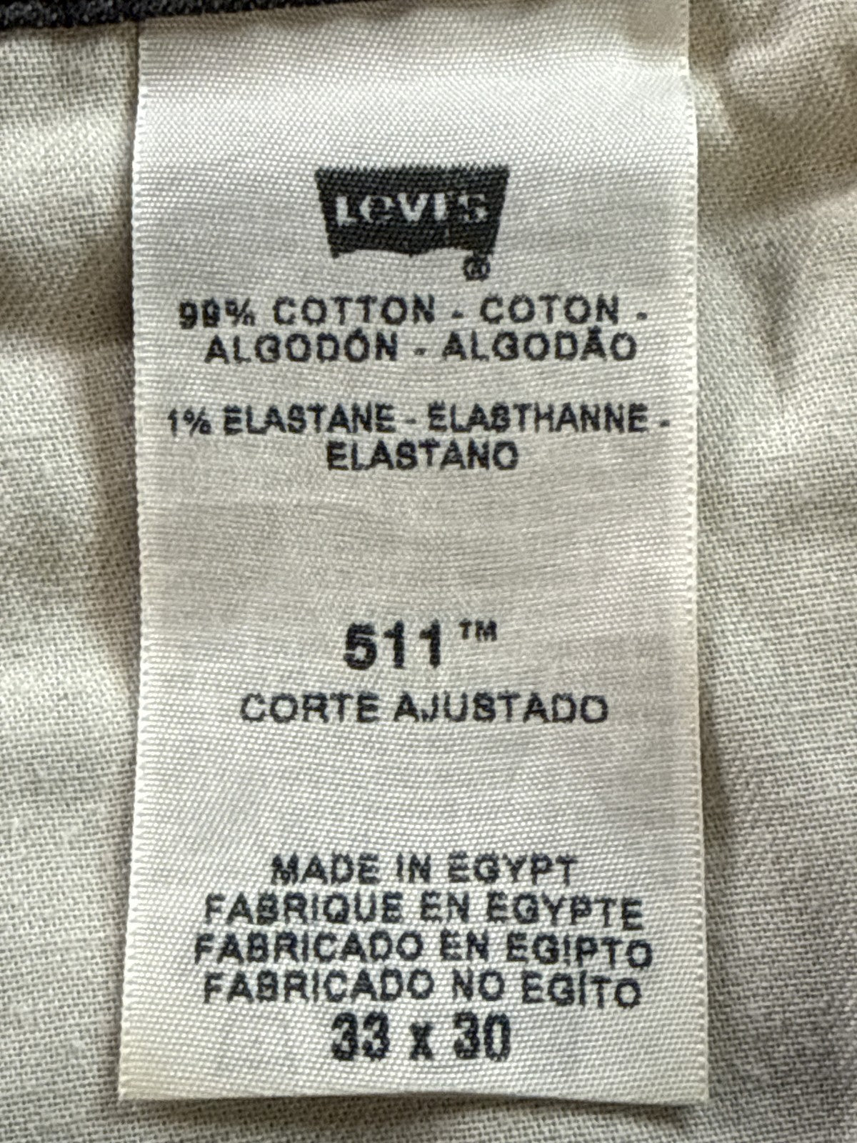Levi's 511 Straight Leg Jeans 33 x 30 33x30 Gray Cotton Fit Denim Pants Made in