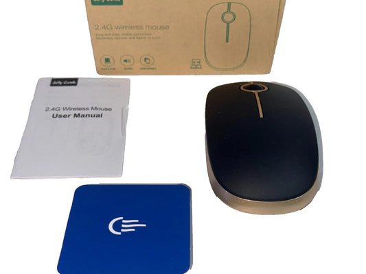 Jelly Comb Slim Wireless Mouse 2.4GHz USB Receiver Black & Silver Silent Click