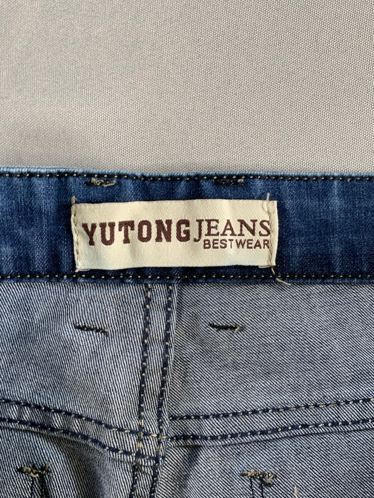 Yutong Jeans Mens 29x32 Slim Straight Fit Blue Moto Style Denim Distressed Wash
