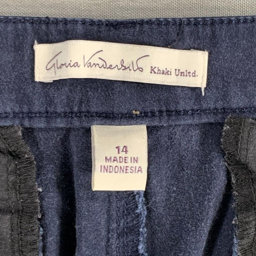 Gloria Vanderbilt Khaki Untd Pants 14 | Blue Chino Style Stretch 36x29 Straight