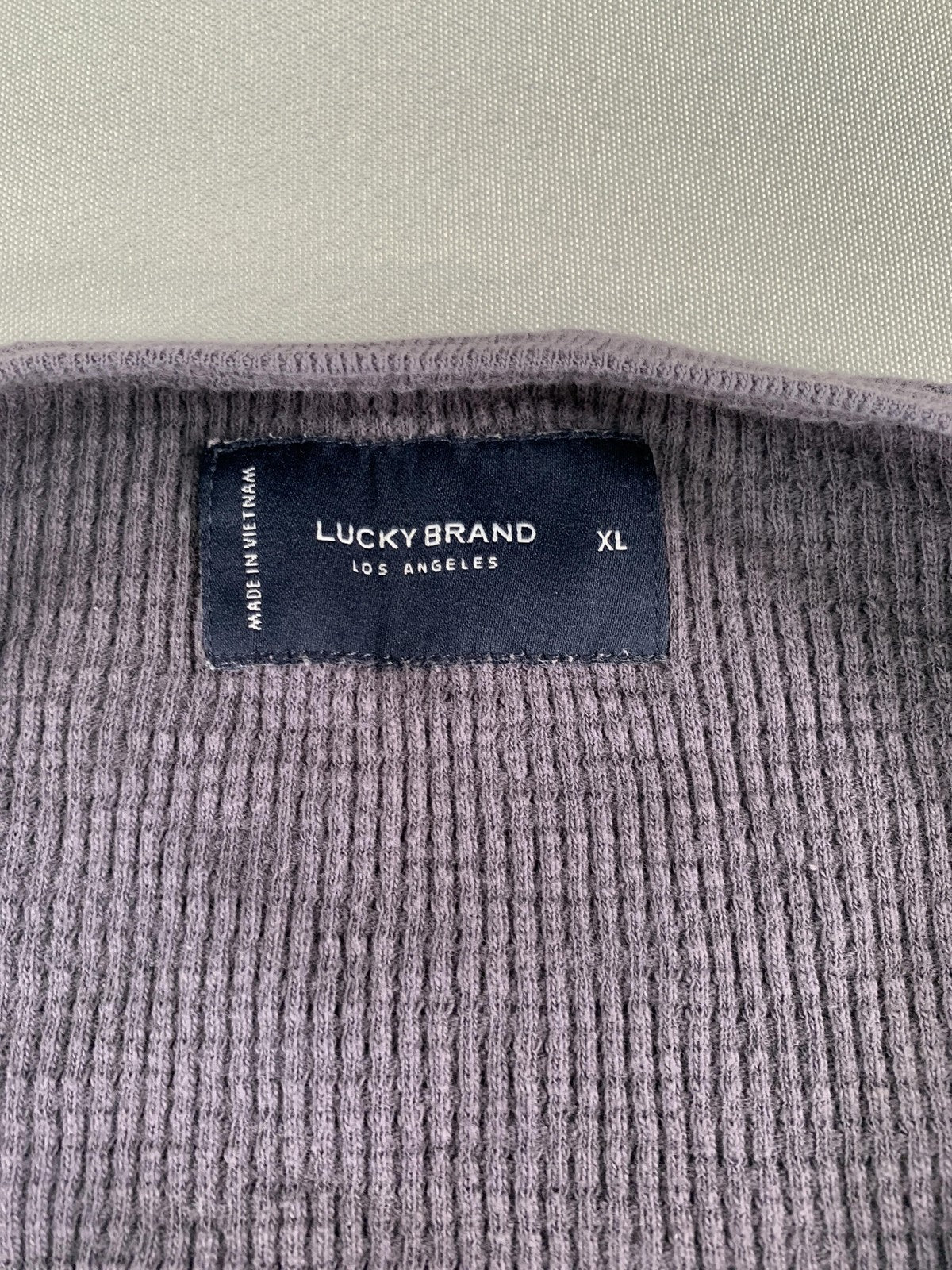 Lucky Brand Shirt Mens Extra Large Gray Waffle Knit Long Sleeve Thermal Casual