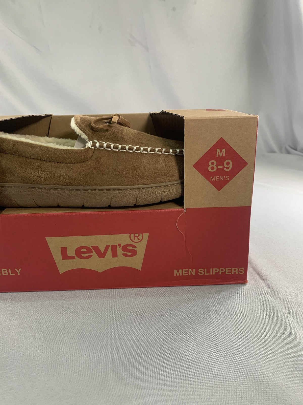 Levis Comfort Lite Moccasin Slippers Mens Size 8 5 Brown Memory Foam Shoes red