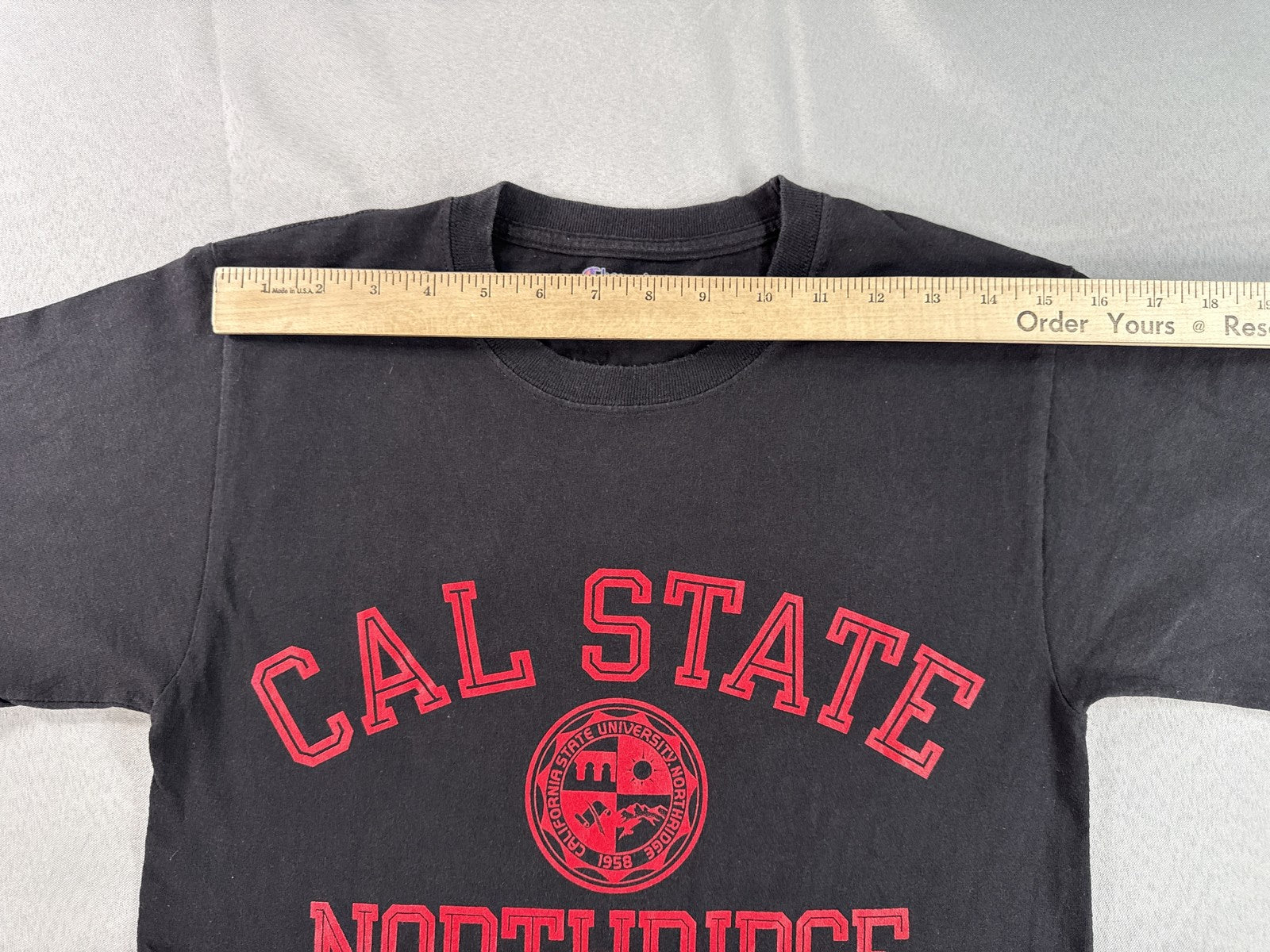 Champion Cal State Northridge Graphic Tee S Black Cotton Short Sleeve Shirt