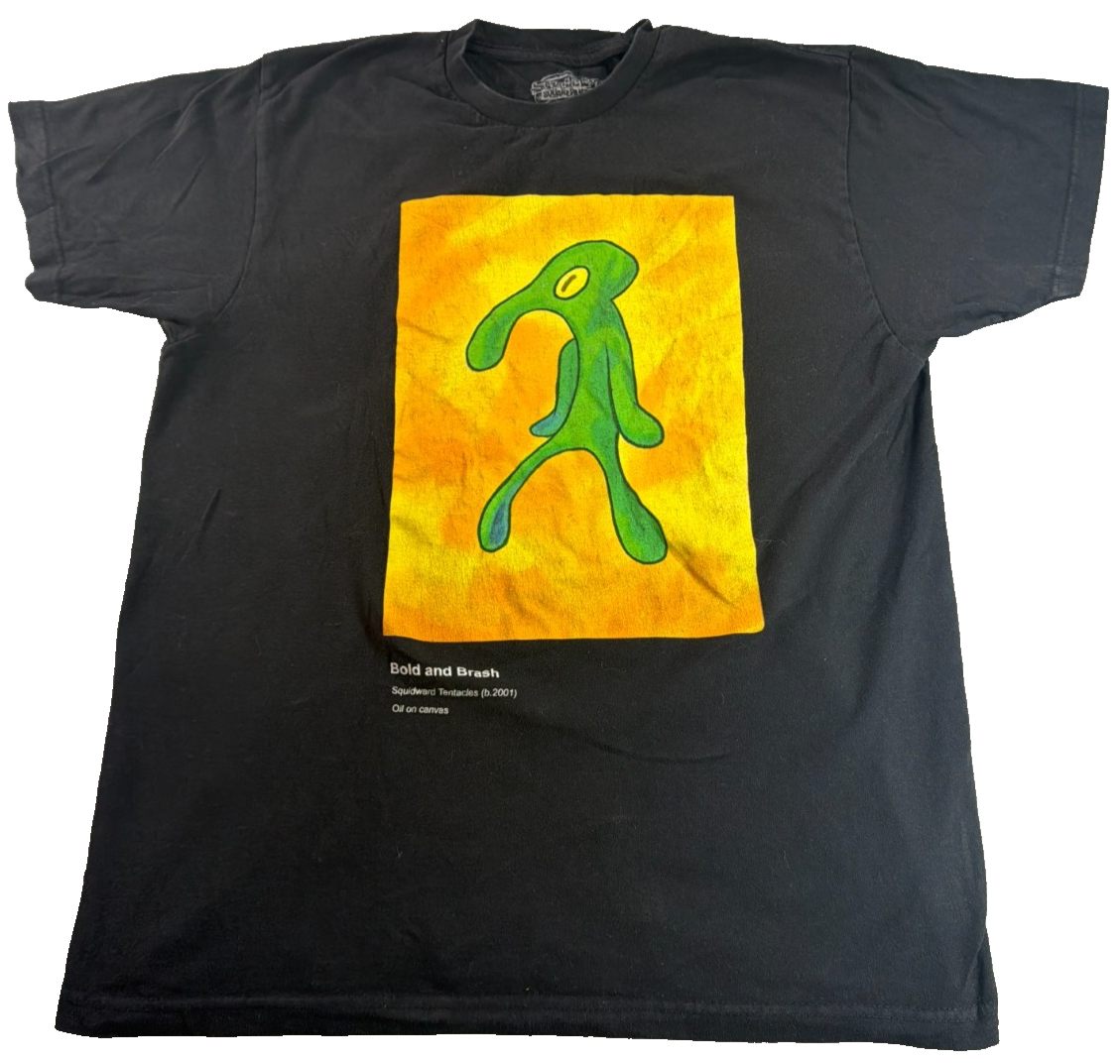 SpongeBob Squidward Bold Brash Painting Nickelodeon Mens Large Black Tee 2020