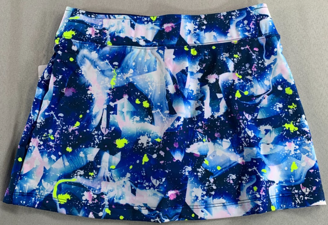 Prince Girls Tennis Skort S 8-9 Cosmic Confetti Blue Stretch Wicking NWT Apparel