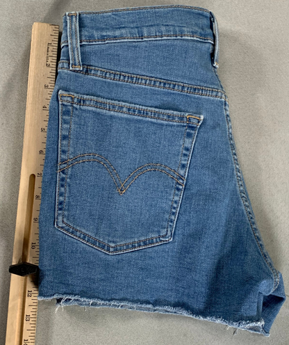 Levi’s 514 High Rise Distressed Jean Shorts W29 Raw Hem Button Fly Cutoff Blue