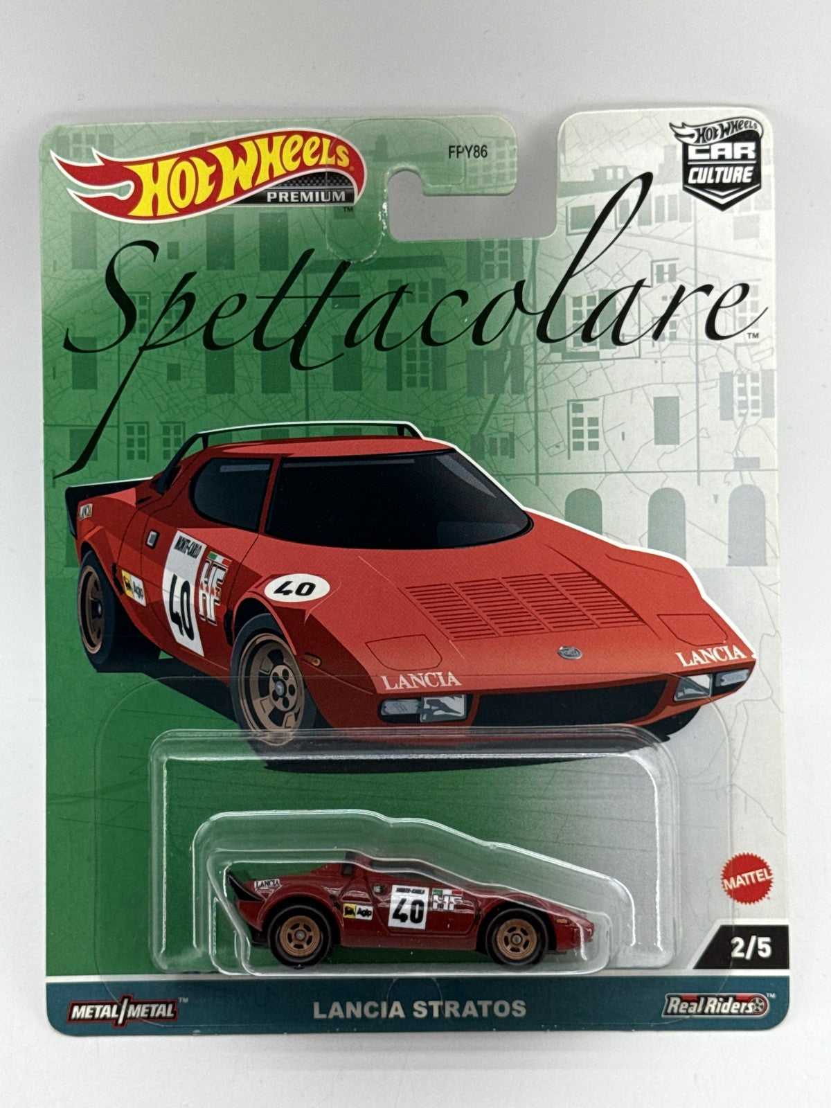 Mattel Premium Lancia Stratos Car Culture Die Cast Red Metal Racing Real Riders