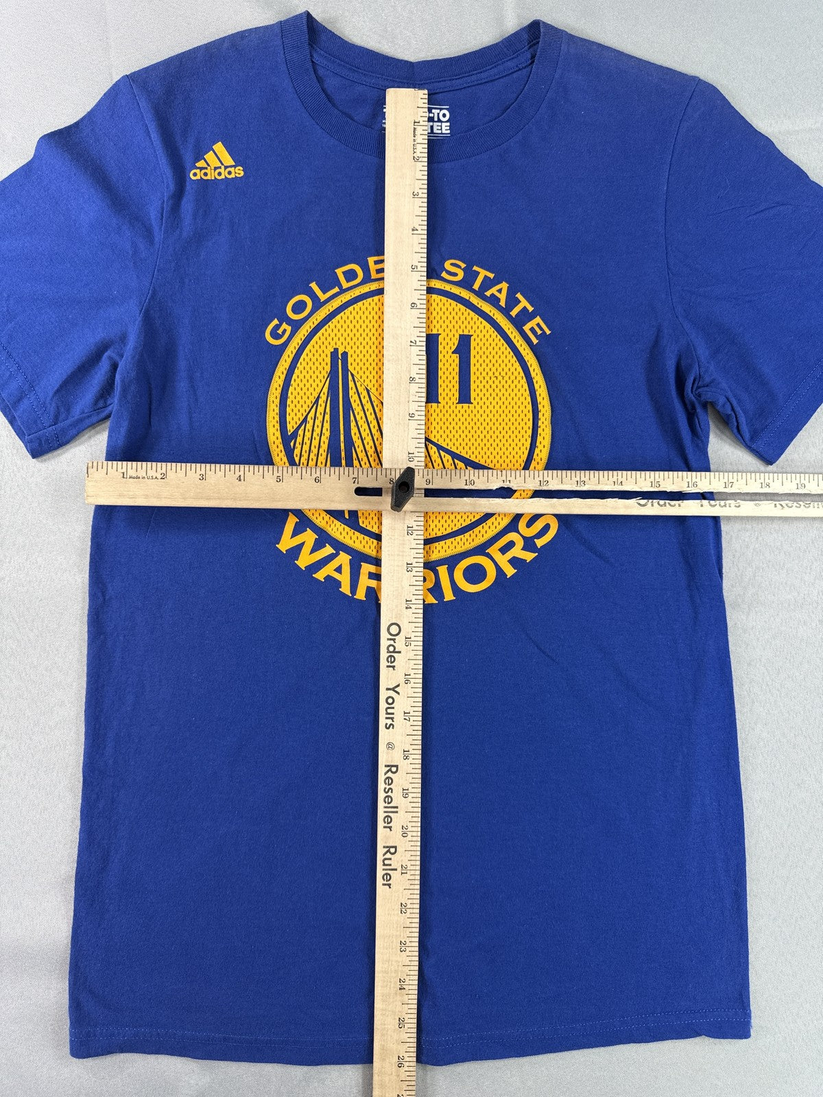 adidas Golden State Warriors Graphic Tee S S/P Blue 100% Cotton Crewneck Short