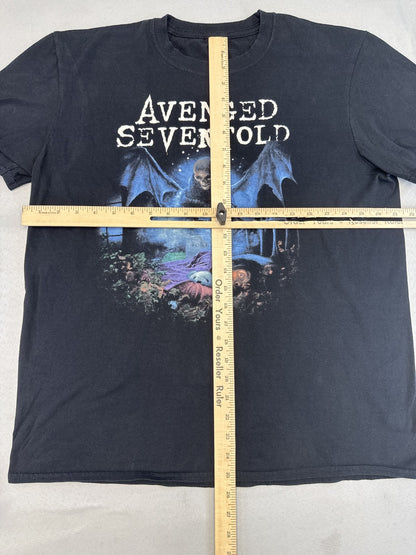 Avenged Sevenfold Graphic Tee Large Black Cotton Regular Fit Short Sleeve