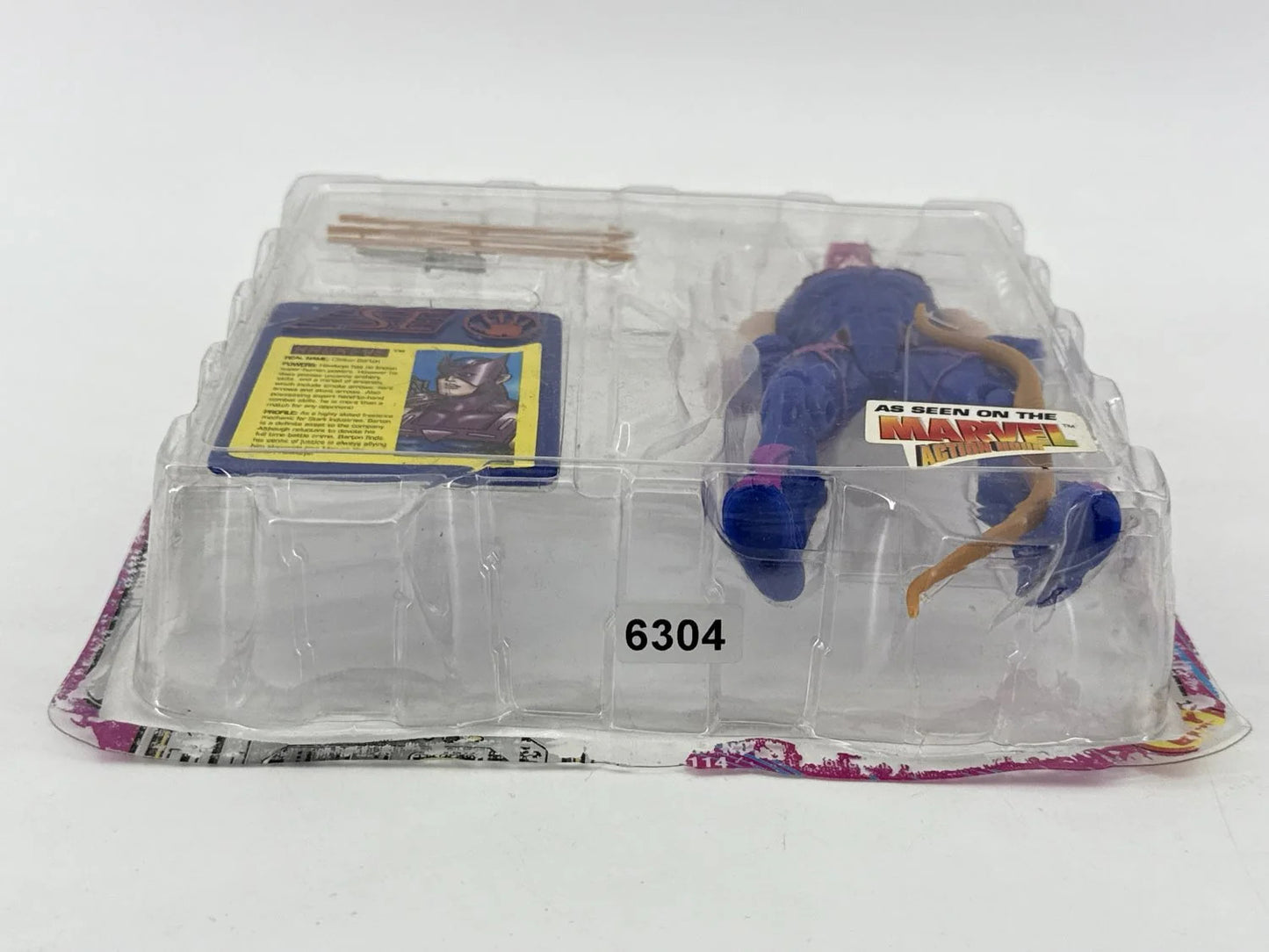 HAWKEYE Action Figure Bow &amp; Arrow Toy Biz Iron Man 1995 MOC Marvel Apparel