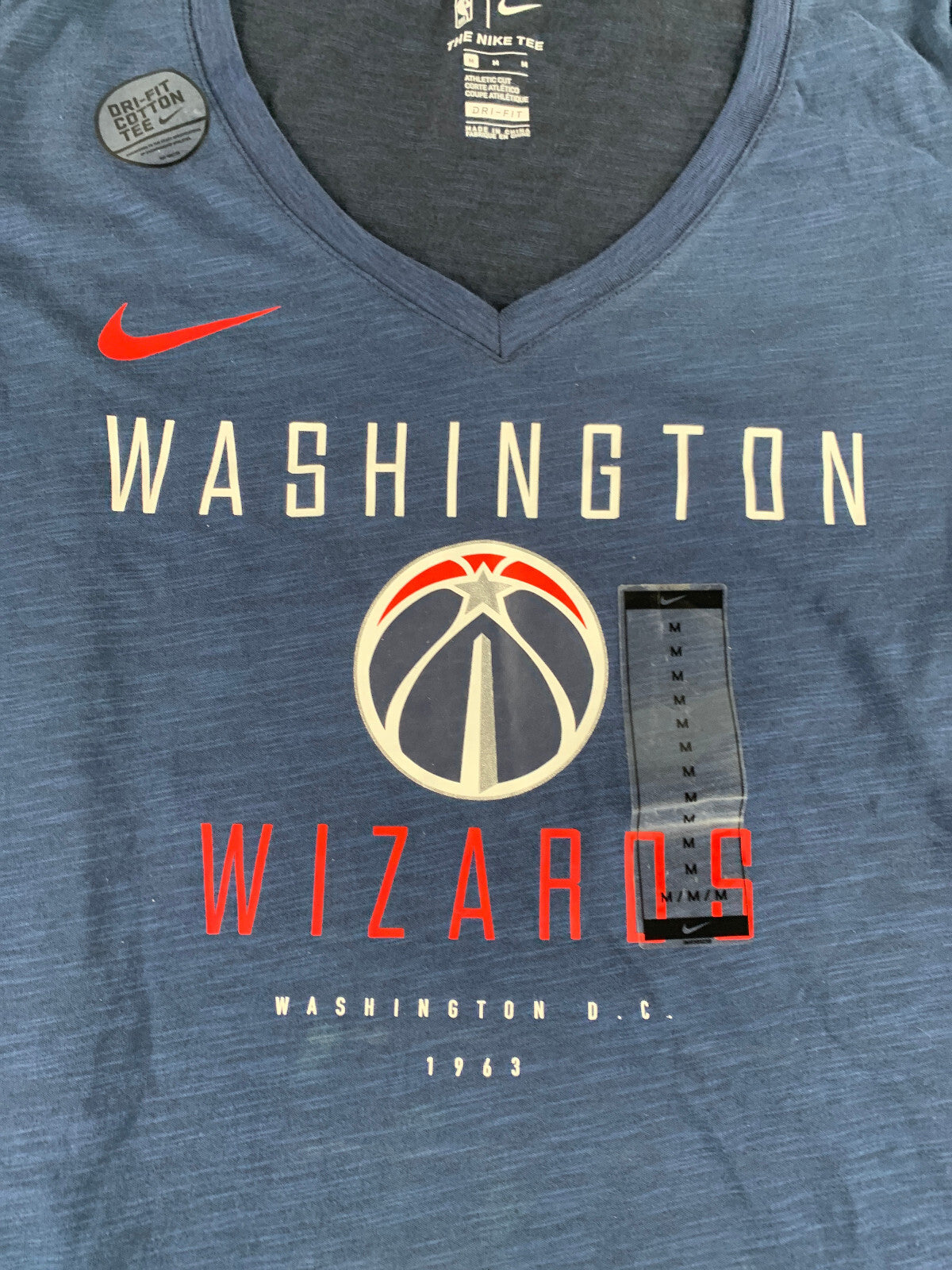 Nike Dri-Fit Washington Wizards 1963 Tee Blue V-Neck Womens M NBA Athletic NWT