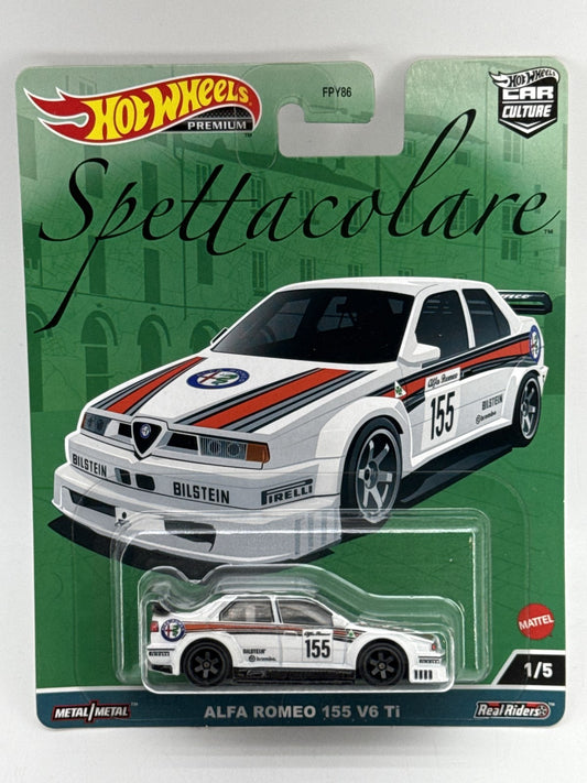 Hot Wheels Premium Alfa Romeo 155 V6 Ti Diecast Car White Red Black Metal Race