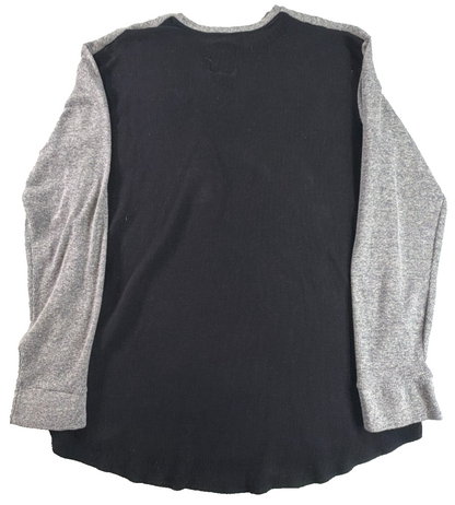 Ecko Unltd Thermal Long Sleeve Shirt Mens 3XL Gray Black Colorblock Waffle Knit