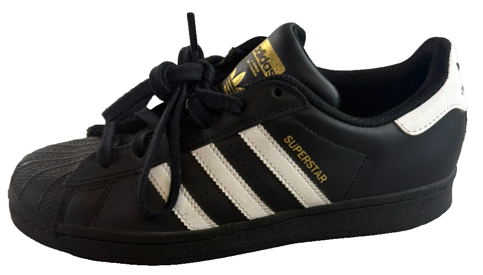 Adidas Superstar EF5398 Black White Gold GS 5.5Y Womens 7 Shell Toe Originals