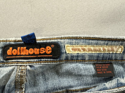 Dollhouse Flare Jeans 11 11/12 Blue Distressed Denim Low Rise Y2K Boho Indie
