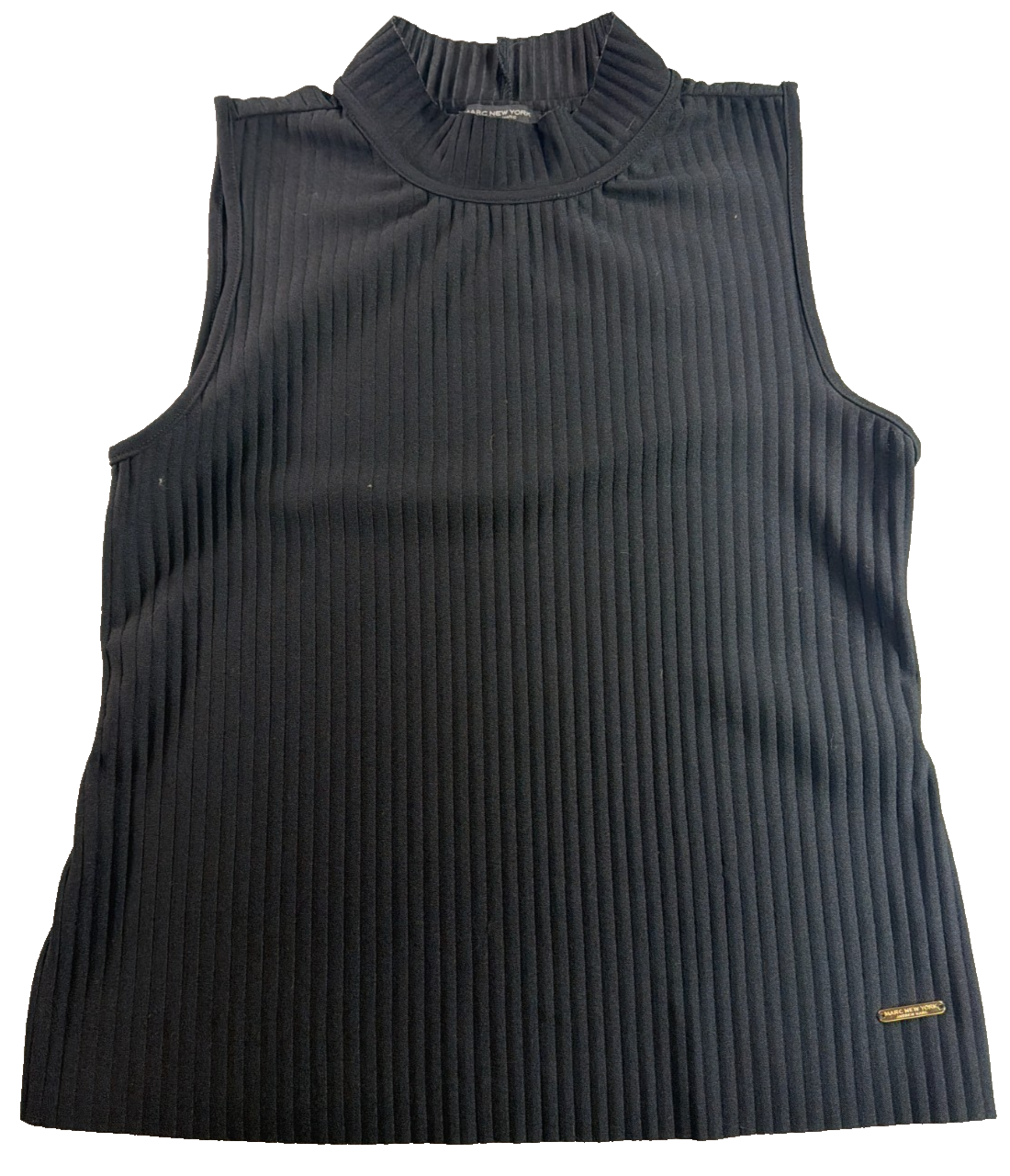 Marc New York Andrew Marc Womens M Black Ribbed Sleeveless Mock Neck Top Apparel