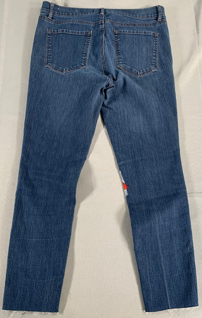 Ann Taylor Loft Jeans Womens 10 Blue Naruto Akatsuki Hand Painted Anime Art Red