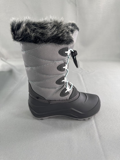 Kamik Snowangel Boots Kids Size 12 Charcoal Red Insulated Faux Fur Made USA