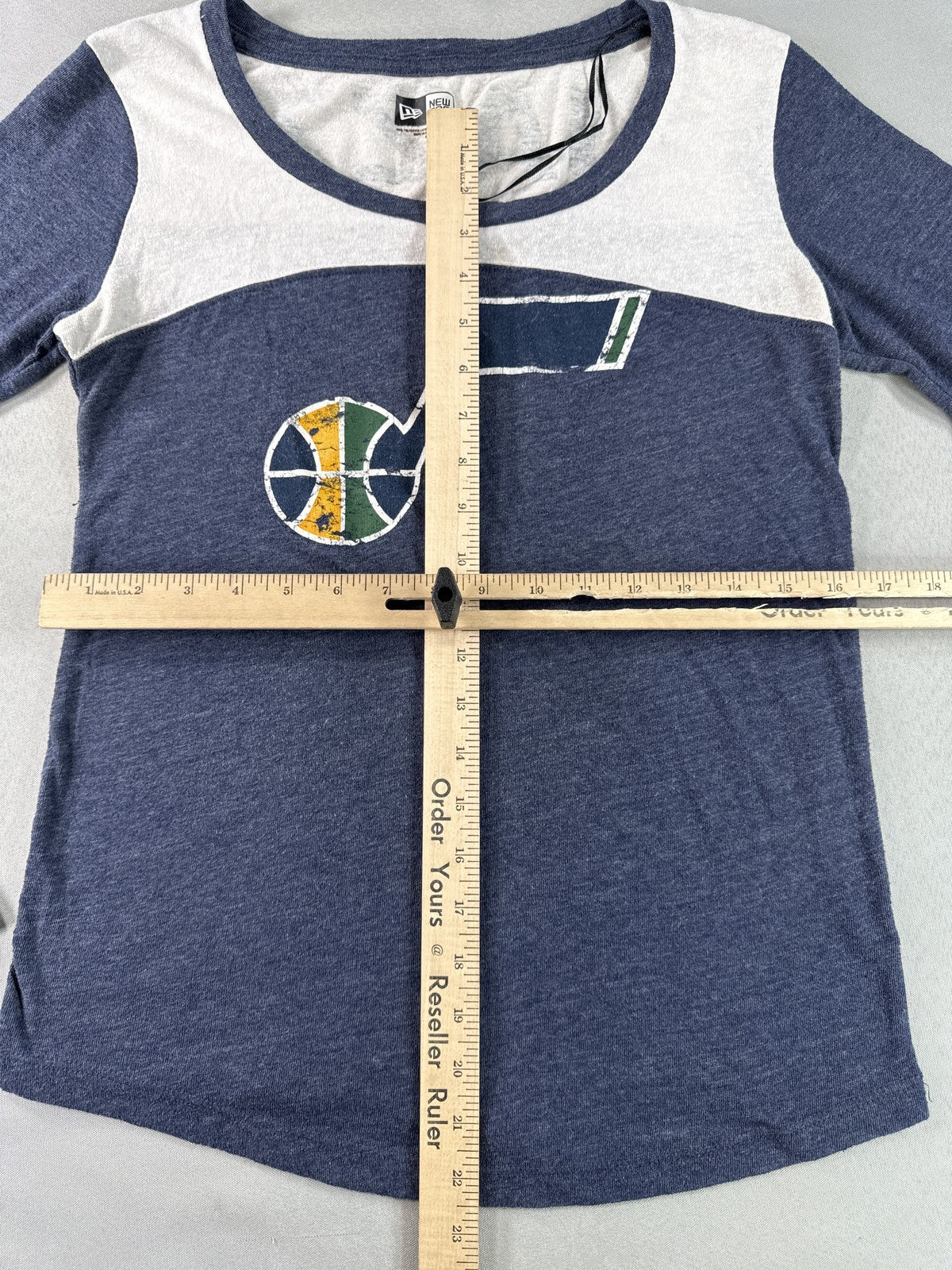 New Era Utah Jazz Long Sleeve Shirt M Navy Blue White Graphic Crewneck