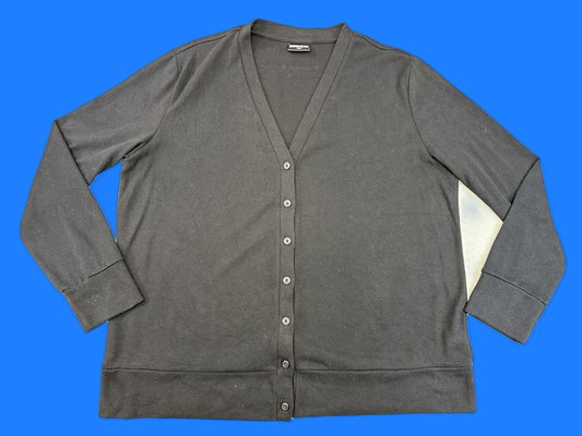32 Degrees Heat Womens Black Neck Button Up Cardigan L/G Cotton Blend Long Solid