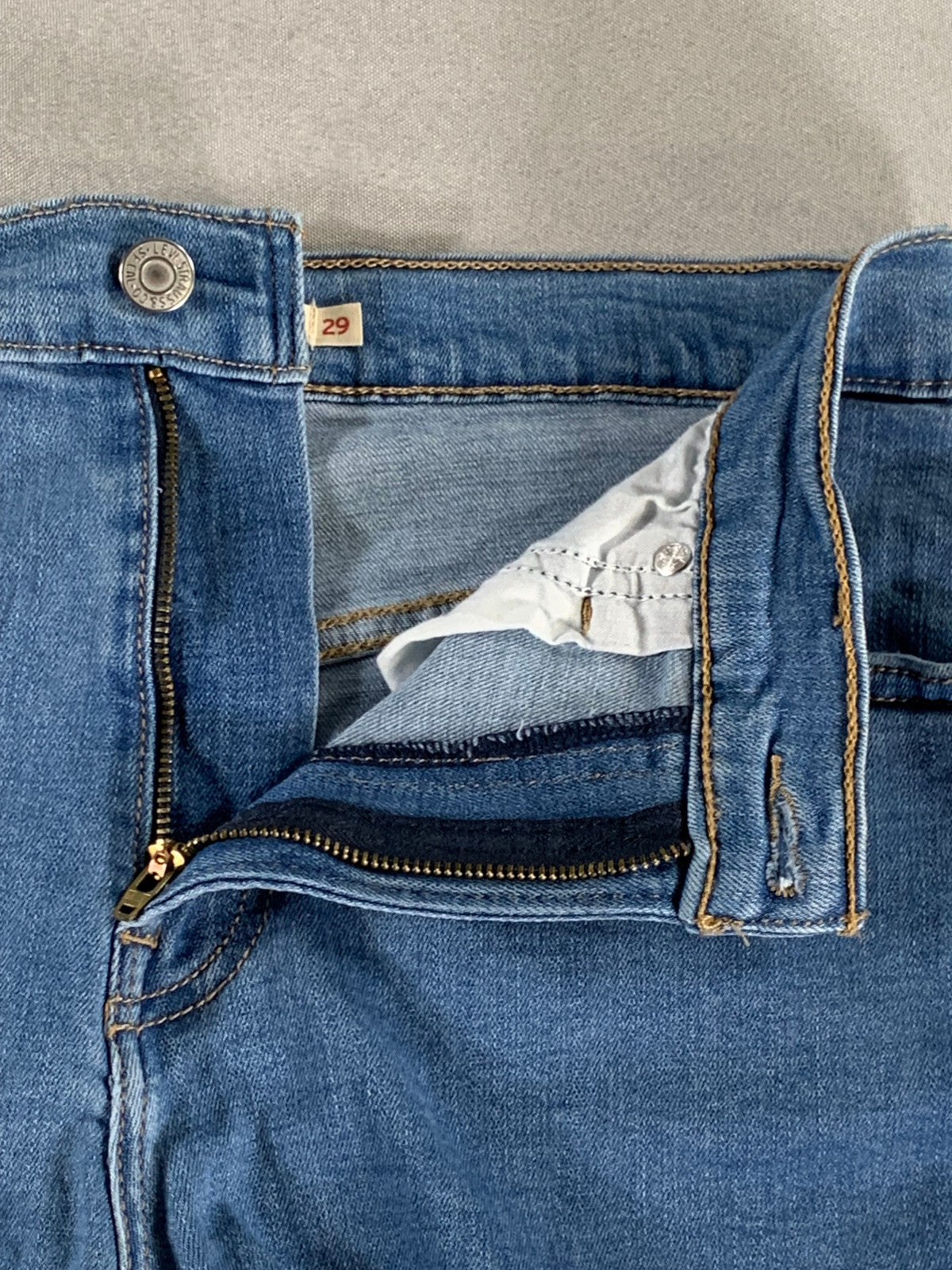 Levi’s 514 High Rise Distressed Jean Shorts W29 Raw Hem Button Fly Cutoff Blue