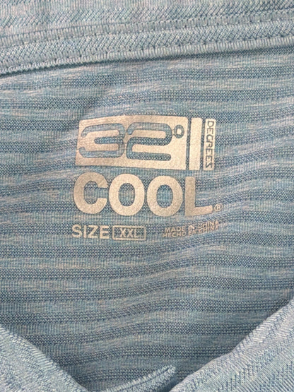 32 Degrees Cool Polo Shirt Mens XXL Blue Striped Stretch Performance Golf Tee