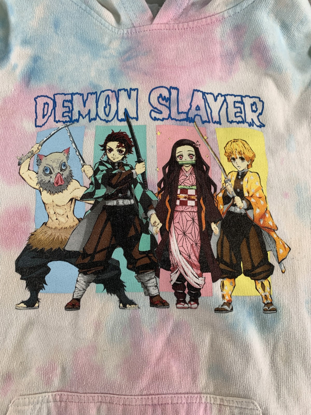 Demon Slayer Hoodie Mens Medium Tie Dye Anime Pullover Graphic Sweatshirt NWT