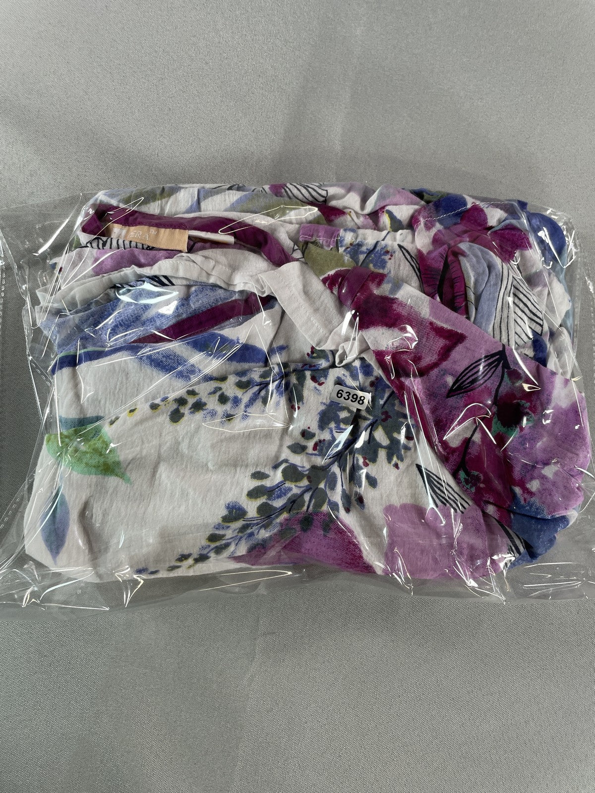 Cera Tunic Top Womens Large Purple Floral Print Pleated Lightweight Blouse Boho