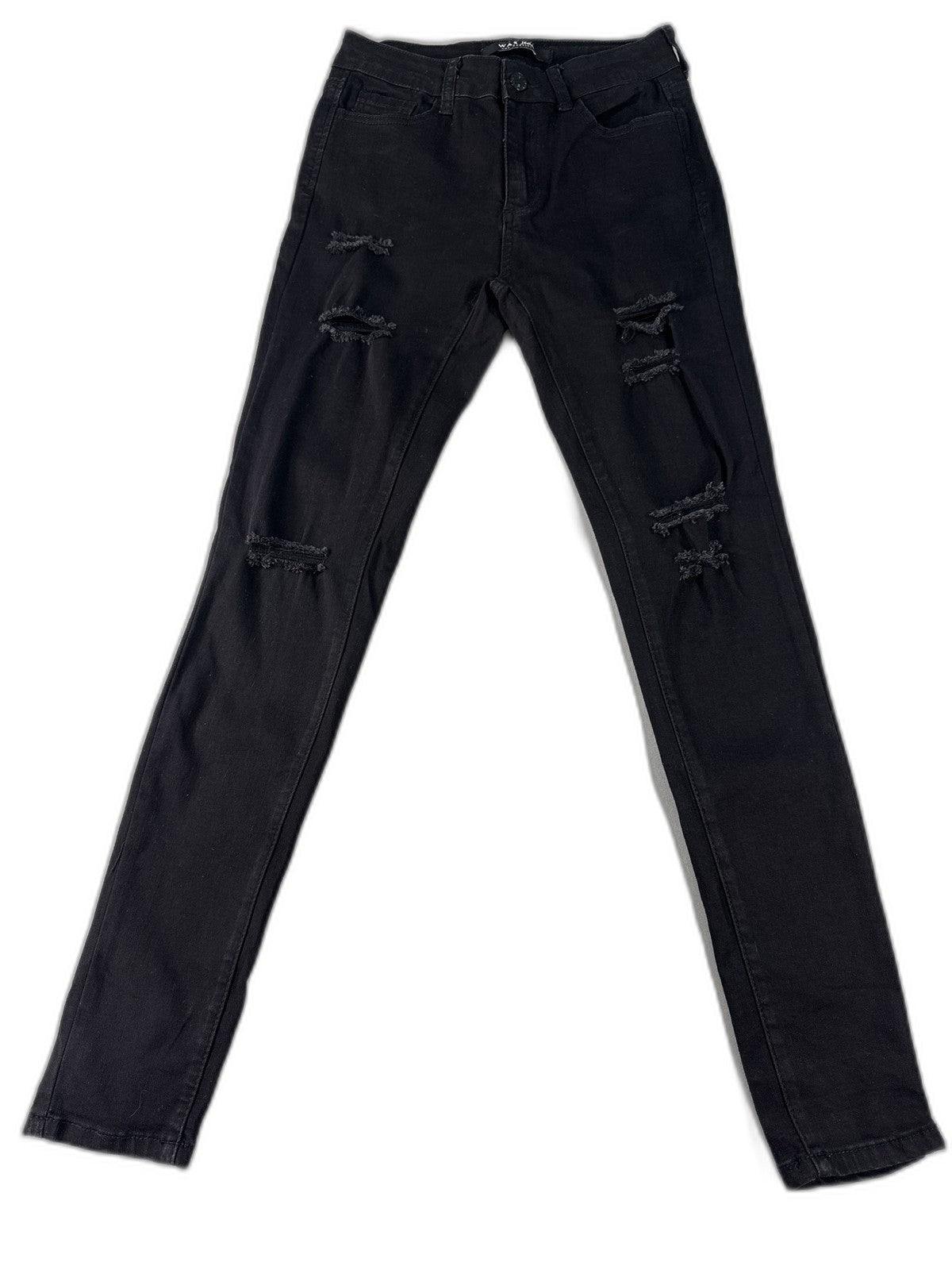 WAX Skinny Distressed Ripped Black Jeans 6 Womens Denim High Waist Pants Faded