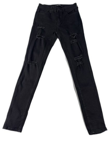 WAX Skinny Distressed Ripped Black Jeans 6 Womens Denim High Waist Pants Faded