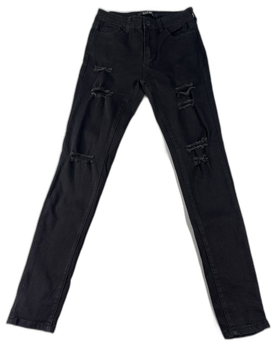 WAX Skinny Distressed Ripped Black Jeans 6 Womens Denim High Waist Pants Faded