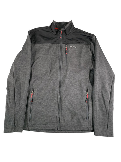 Orvis Jacket Mens Medium Gray Black Full Zip Performance Outdoor Layering Fleece