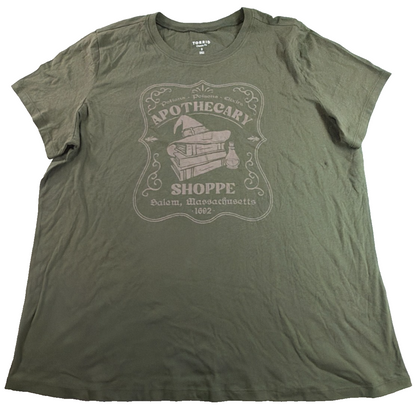 Torrid Apothecary Shoppe Womens 2X Green Salem 1692 Witch Halloween Tee Shirt
